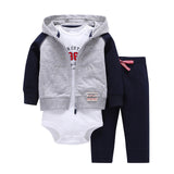 Sets 1 hooded zipper coat + pants + romper fashion cotton 2017 Baby Boy girl Clotheschildren boys cute Clothing free shipping - Appu & Appi
