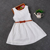 Berngi 2-8 Years Summer 100% Cotton Lace Vest Girls Dress Baby Girl Gift Dress Chlidren Clothes Kids Party Clothing Free Belt - Appu & Appi