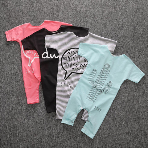 HOT sale toddler boys  girls clothing infant pure color letter printing Rompers Jumpsuit Outfits - Appu & Appi